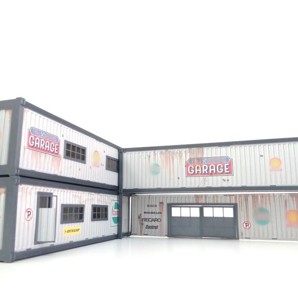 Scale 1:43 Containers auto service garage Die-cast car models display Diorama parts Miniature decoration