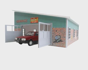 Adesivo Murale Garage In Mattoni Scala 1:43 &ndash; Walker &ndash; 3 Fogli A4 Peel &amp; Stick