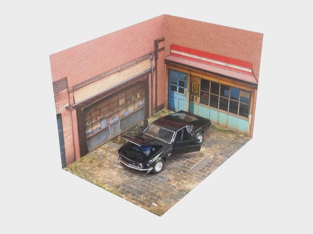 mtnジオラマ：1：24 ショールーム＆ガレージ Amazon.co.jp: NUEIOVRW 1/64 ジオラマ カーガレージモデル LED照明