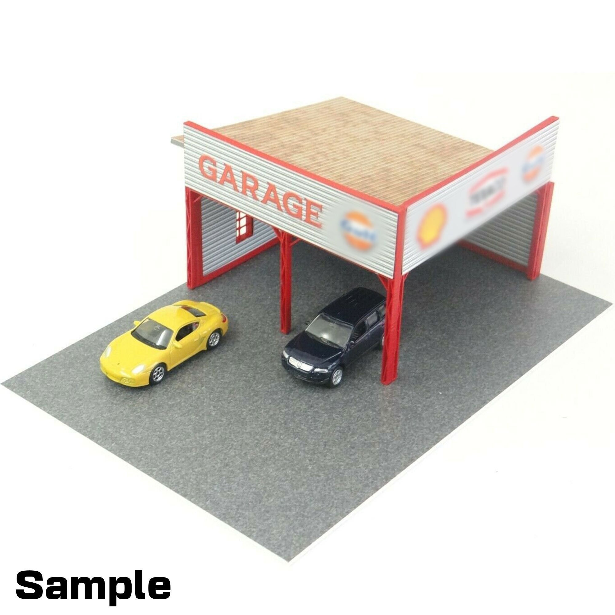 Open Garage Shed Miniature / Scale 1:60, 64 / Diorama Car Garage