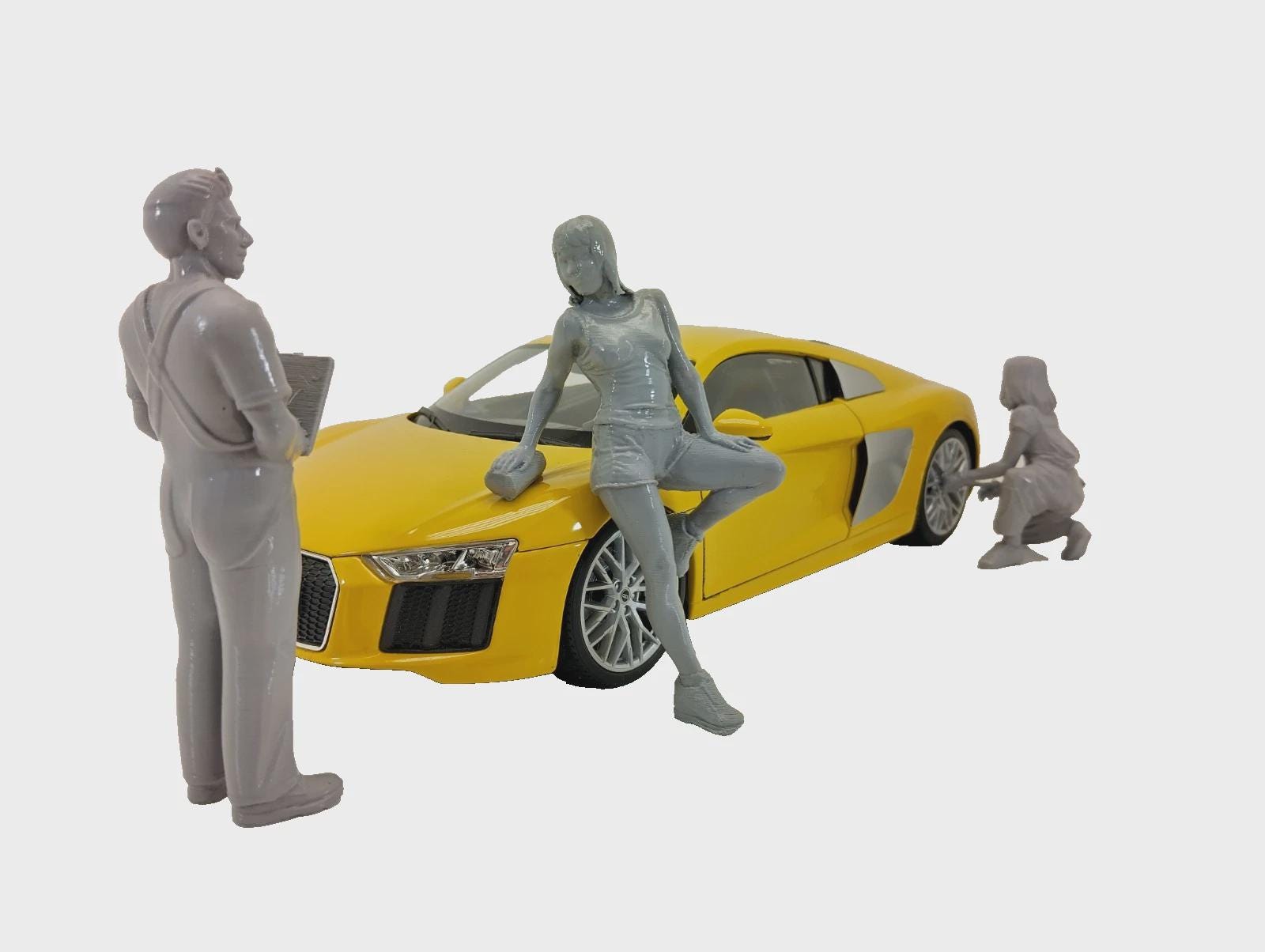 1:18スケール メカニック＆洗車ガールフィギュア – ジオラマ