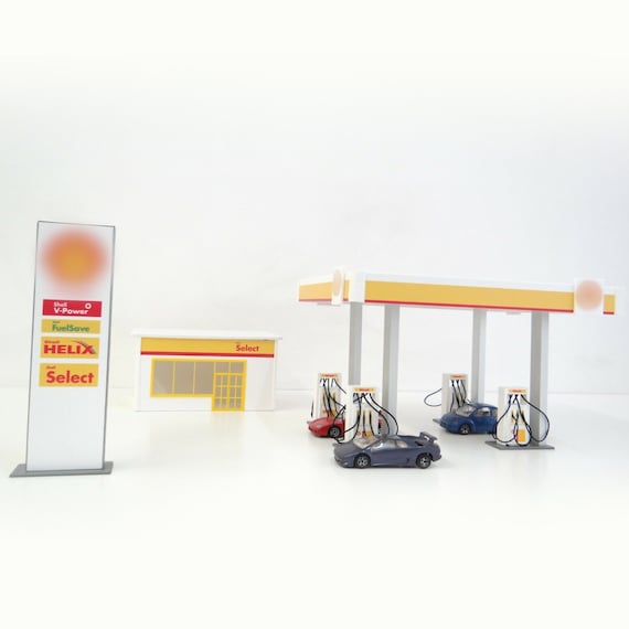 ミニカー American Diorama 1:24 Gas Station Dioram American Diorama X G-Fans - Japan Gas Station with LED Lights and