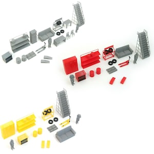 1:43 Scale Car Garage Tools Set – Diorama Parts, Auto Service Equipment, Display Decoration, Miniature Garage Furniture, Diorama Supplies