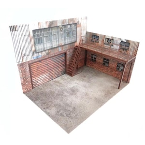 1:18 Scale Vintage Auto Garage Scene - Old Brick - Metal Sheet Garage Diorama Kit – Model Car Display Accessory
