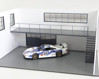 1/18スケール 2階建てモデルカーガレージジオラマキット
