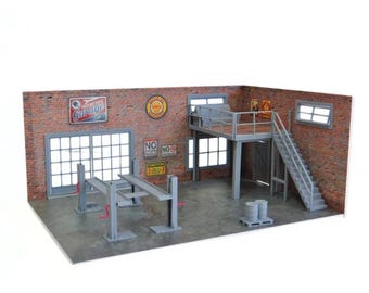 DIYジオラマモデルキット モデルカーディスプレイ 2階建てレンガ