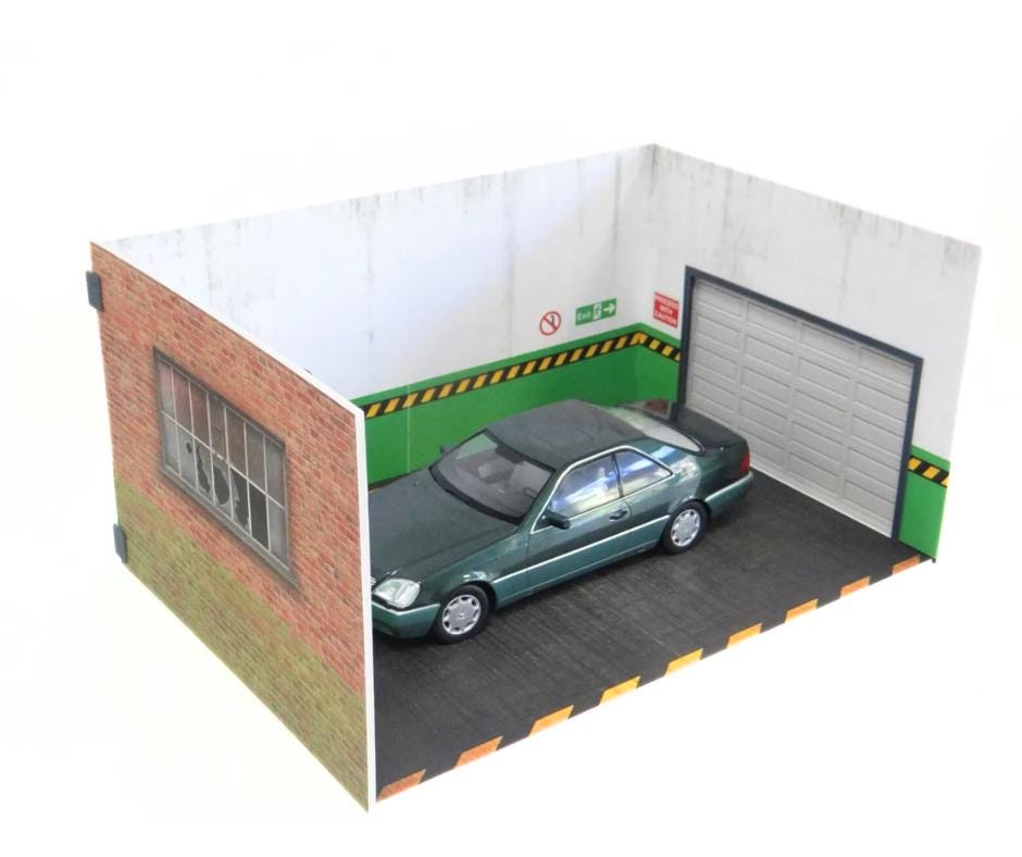 1:18 Scale Parking Garage / Industrial Brick Diorama Backdrop
