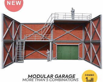 1:43スケールの自動車整備工場ジオラマキット - ミニチュアカー