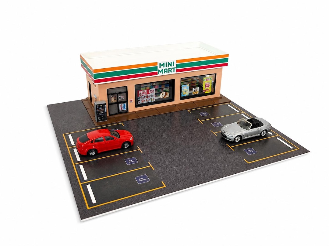 1/64 ガレージ　駐車場　コンビニ　模型　ジオラマ　トミカ　ホットウィール　L 模型装飾 ミニカージオラマ 建築模型 駐車場 1 64 ガレージ 駐車場