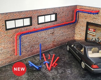 Diorama water pipes. Scale 1:18, 24. Diorama accessories. Garage decoration. Garage modeling. Diorama parts.