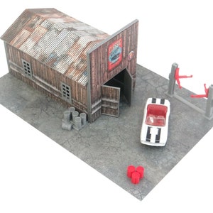 Garage extérieur Diorama en kit construction Maquette voiture Échelle 1:60 Taille 1/64