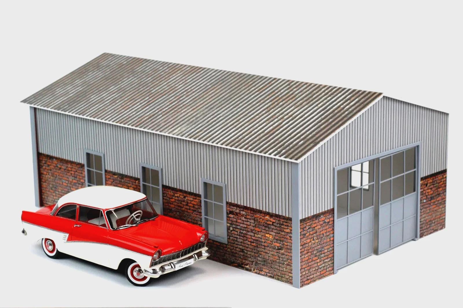 1/18スケール ミニチュア格納庫 – ダイキャストカー展示用ガレージ