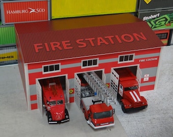 Scale 1:43 Diorama fire station Diorama model kit Display decoration Fire department miniature model