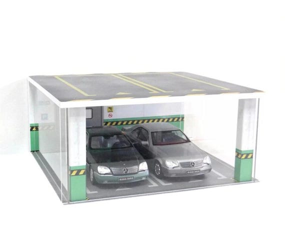 Almencla Vitrine Miniature De Voiture Moulée Sous Pression, Simulation échelle 1/64 Avec Lumières Pour Cadeaux De Collectionneurs, Gris