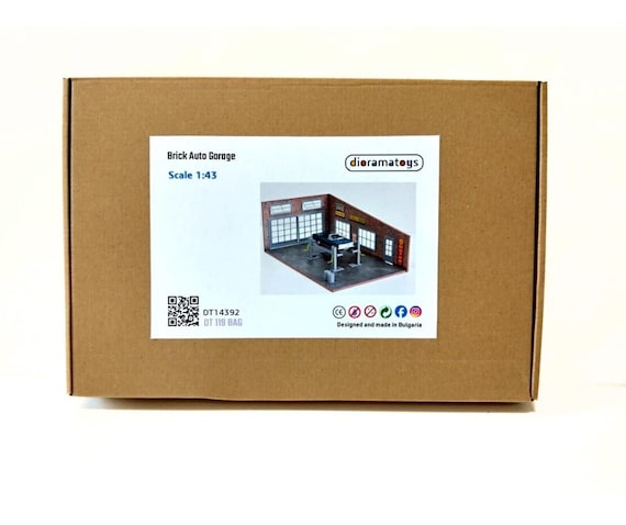 Brick Garage – 1:43 Scale Parts, Service Diorama Kit – Die-cast