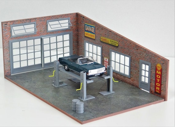 Scale 1:43 Display for Model Cars Dads Garage Diorama Model Kit
