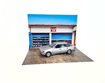 Kit Diorama para Loja de Peças Automotivas em Escala 1/24: Exibição de Carros Modelo