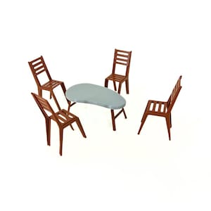 Diorama House Furniture 1/24 Miniature 1:24 Scale Coffee Table and Chairs Set