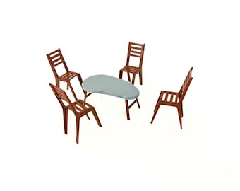 Diorama House Furniture 1/24 Miniature 1:24 Scale Coffee Table and Chairs Set