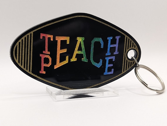 Teach Peace Keychain, Acrylic / Love, Inclusive
