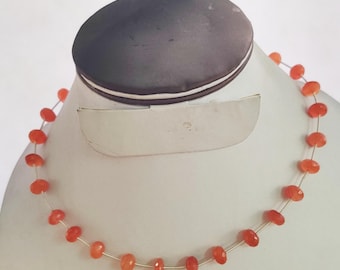 Collar de cuentas de cornalina, collar de cuentas facetadas de cornalina para regalo, 40,6 cm (16 pulgadas)