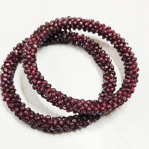 Garnet beaded bengals ,garnet smooth beads bracelets,handmade beaded bengal ,3 inches,gift