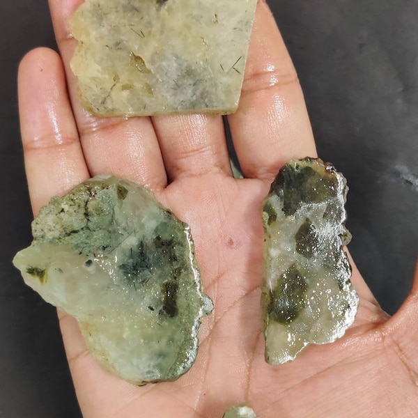 Big size prehnite raw gemstone, prehnite raw crystal slice ,making for cabochon and beads,wholesale lot