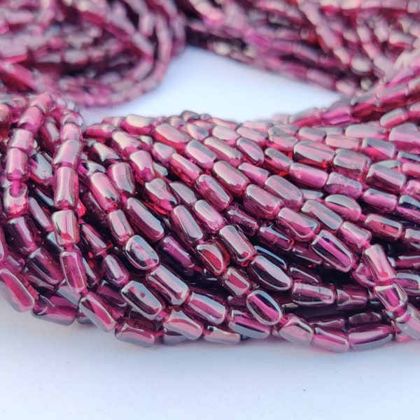 Forme de tube lisse de grenat rhodolite, perles de tube lisse de qualité AAA, perles de pierres précieuses de grenat, 13 pouces