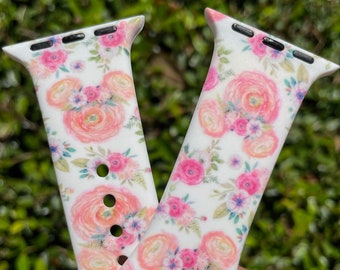 Floral Minnie Apple Watch Band, Disney Spring Band, Disney Minnie Watch Band, Silicone Apple Watch Band