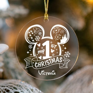 Mickey Mouse My First Christmas Ornament: Engraved Acrylic Baby Keepsake