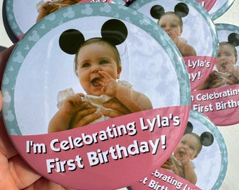 Disney Inspired Birthday Celebration Buttons, Custom Disney Birthday Pin, Disney Custom Button, Custom Birthday Buttons, Custom Birthday Pin