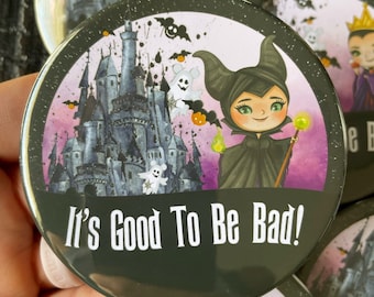 Maleficent Good to Be Bad Button, It's Good To Be Bad Halloween Button, Disney Halloween Button, Villain Button, Button