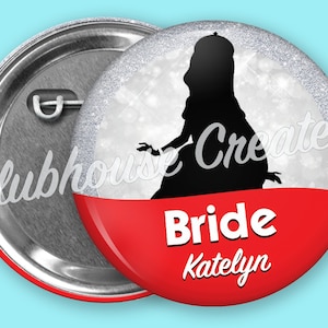Disney Inspired Bridal Party Silver Custom Button, Bridal Party Button, Bridesmaid Button, Groomsman Button, Disney Bridal Party Button