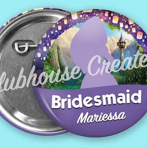 Disney Inspired Bridal Party Custom Button, Bridal Party Button, Bridesmaid Button, Groomsman Button, Disney Wedding Button