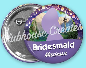 Disney Inspired Bridal Party Custom Button, Bridal Party Button, Bridesmaid Button, Groomsman Button, Disney Wedding Button