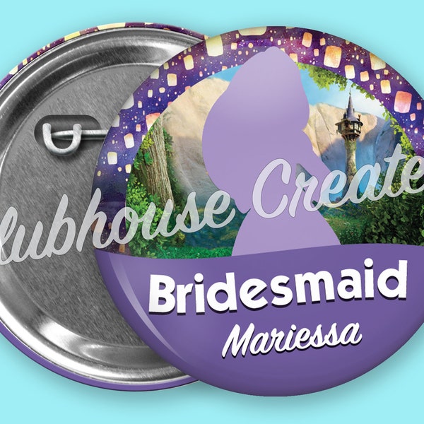 Disney Inspired Bridal Party Custom Button, Bridal Party Button, Bridesmaid Button, Groomsman Button, Disney Wedding Button