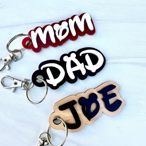Personalized Name Disney Inspired Keychain, Custom Disney Keychain, 3D Name Keychain, Disney Acrylic Keychain, Name Bag Tag, Disney Bag Tag