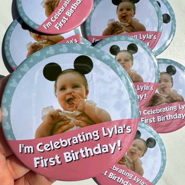Disney Inspired Birthday Celebration Buttons, Custom Disney Birthday Pin, Disney Custom Button, Custom Birthday Buttons, Custom Birthday Pin