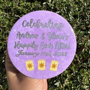 Happily Ever After Tangled Wedding Buttons, Princess Wedding Buttons, Custom Wedding Buttons, Rapenzel Wedding Buttons, Wedding Favors
