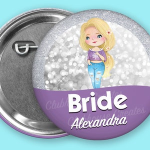 Cartoon Princesses Bridal Party Buttons, Disney Inspo Princess Bridal Party Button, Bridesmaid, Bridal Party, Disney Bridal Party Button