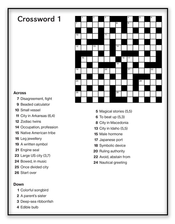 Printable Easy Crossword Puzzles With Answers