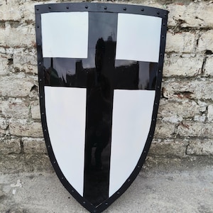 Bouclier de chevalier templier fait main : réplique d'armure de combat en acier 18 g