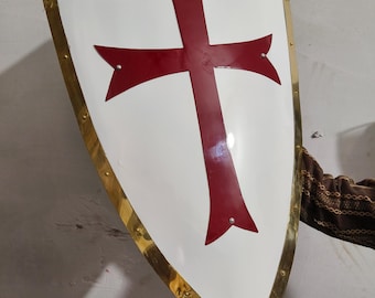 Handmade Knight Templar Shield: Red Cross Crusader Armor, Cosplay Prop