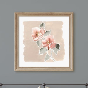 Rose Print, Soft Neutral Floral Wall Art, Sage Green Wall Decor, Watercolor Wall Decor
