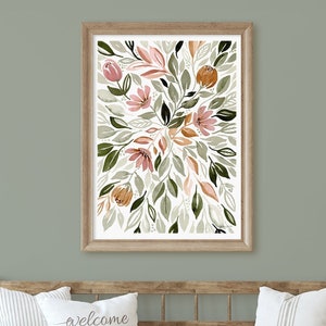 Sage Sunburst Print, Botanical Wall Art, Sage Green Art, Flower Wall Decor, Watercolor Print, Nursery print