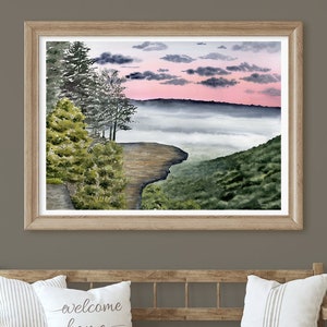 Hawksbill Crag Print, Whitaker Point, Arkansas Wall Art, Landscape Wall Decor, Watercolor Painting