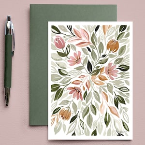 Sage Sunburst Cards | Botanical Floral | 5x7 Printed Stationery | Blank