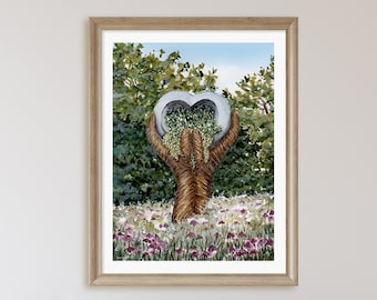 Bentonville, Arkansas Print, Northwest Arkansas Wall Art, Heart Watercolor Print
