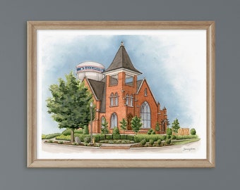 Bentonville, Arkansas Print, Bentonville Water Tower Art, Northwest Arkansas Wall Art, Watercolor Print