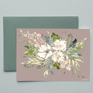 Mauve Floral Cards | Pastel Floral | 5x7 Printed Stationery | Blank